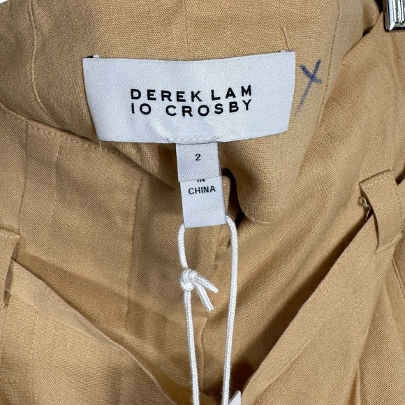 NWT Derek Lam 10 Crosby Sergio High Waist Wide Leg Linen Pants, Almond, Size 2 - Picture 8 of 12